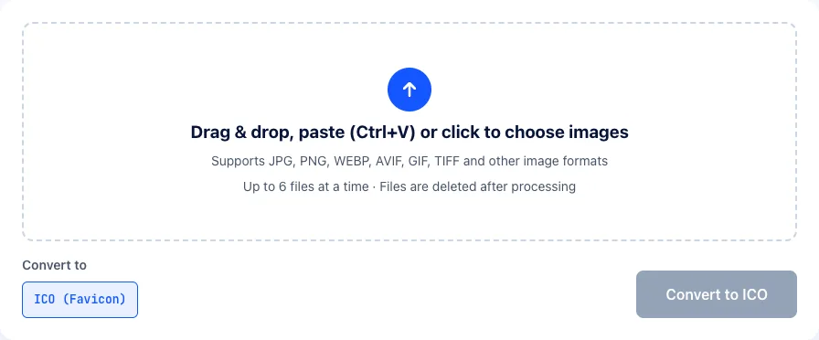 The image to ICO favicon converter on ImgPivot