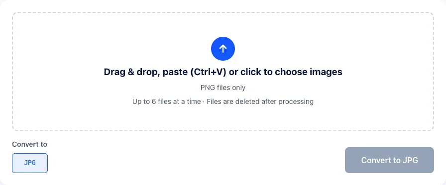 The PNG to JPG converter on ImgPivot
