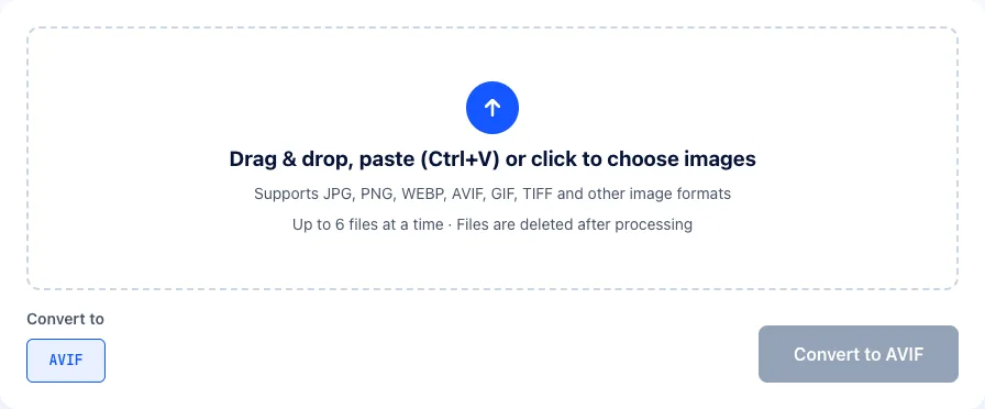 The image to AVIF converter on ImgPivot