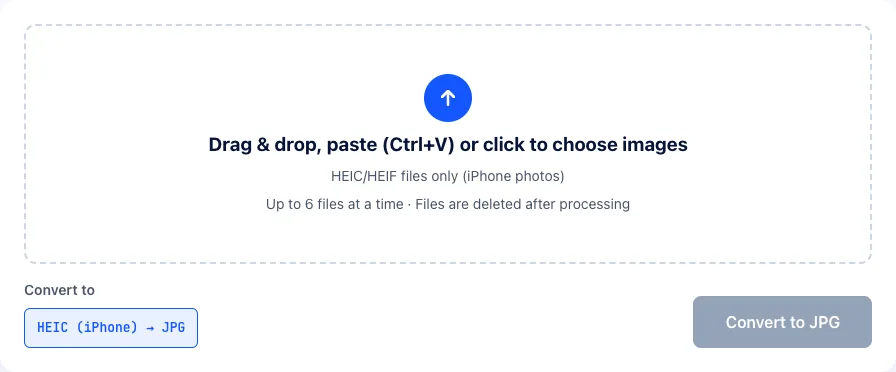 The HEIC to JPG converter on ImgPivot
